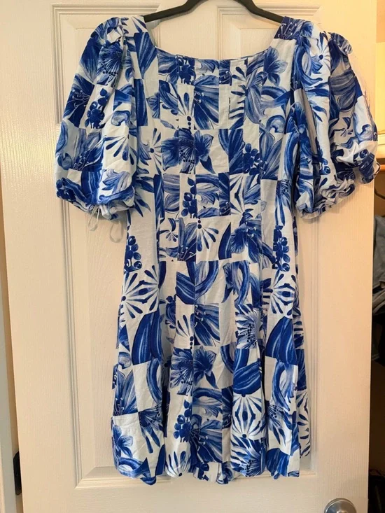 FARM Rio White and Blue Floral Midi Dress - Picture 5 of 6